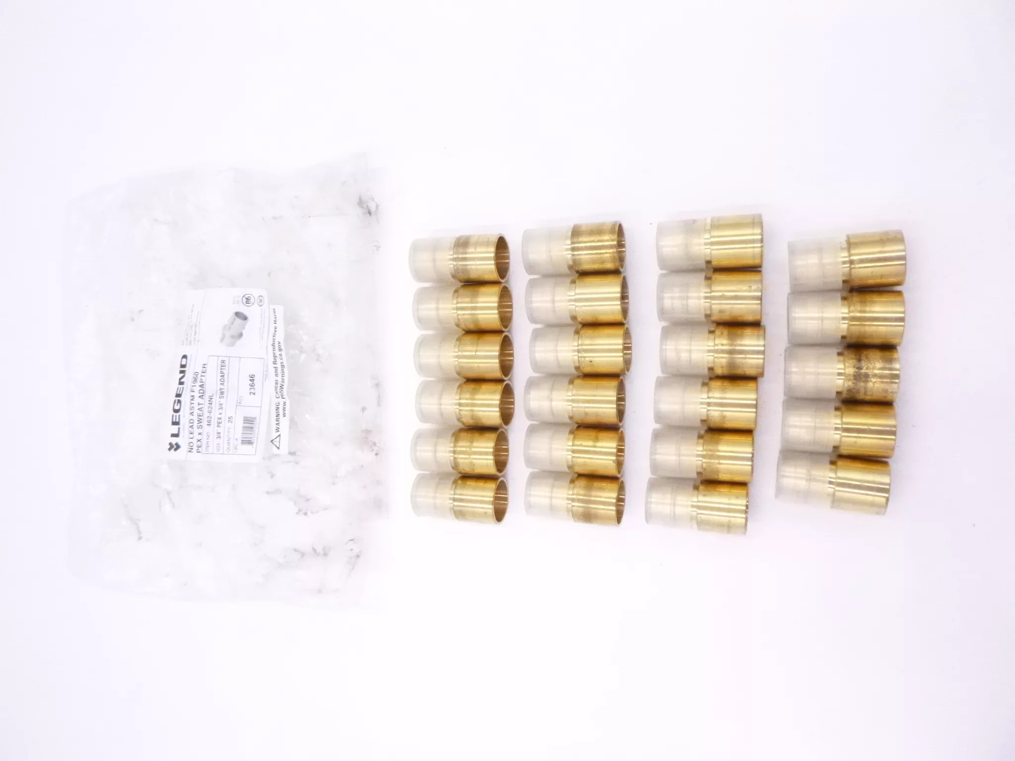 23 Pack Legend 462-624NL 3/4″ PEXx Sweat Adapter Brass