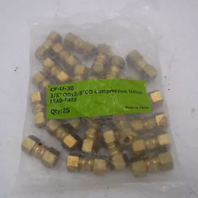 25 Pack 3/8″ x 3/8″ Lead-Free Brass Compression Union CF-U-30