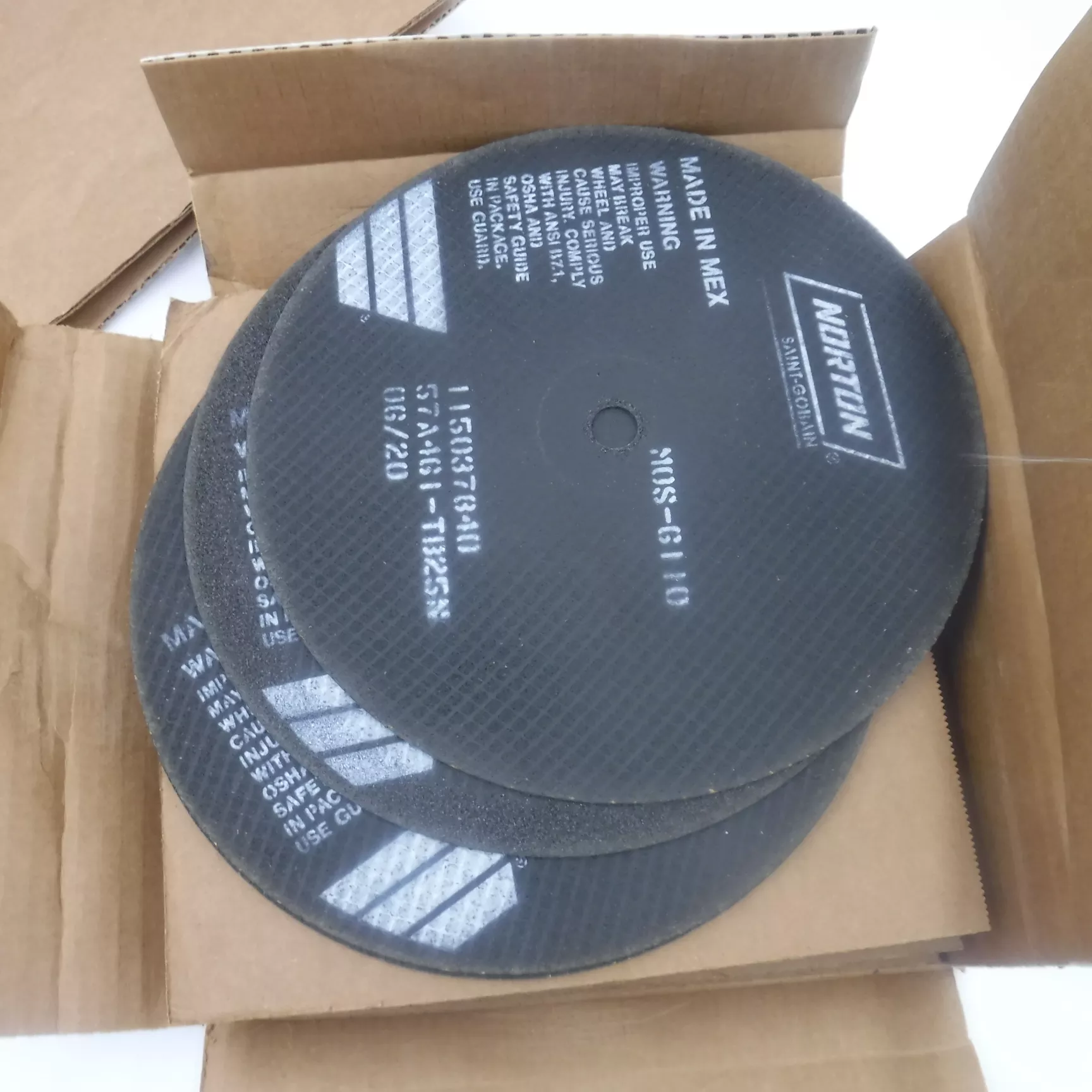 25 Pack Norton 10″x 1/16″x 5/8″ B25N Coarse Grit Reinforced Cut Off Wheels 01/41