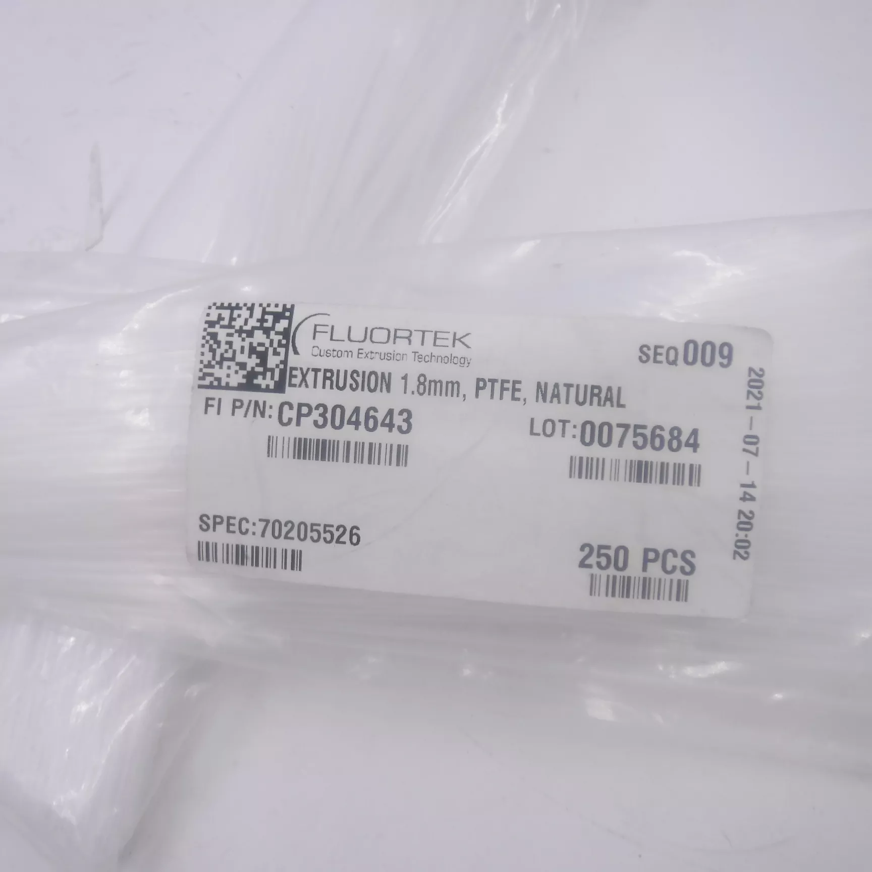 250 Pcs Flourtek 1.8mm x 170mm PTFE Natural Tubing CP304643