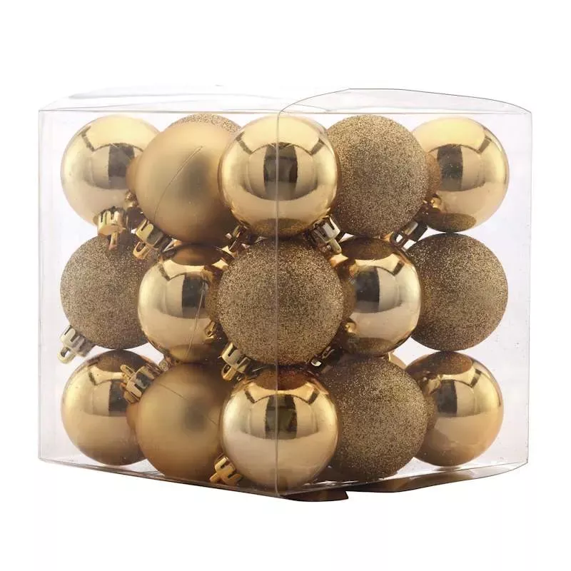 27-Count Gold Mix Shatterproof Ornaments, 40mm