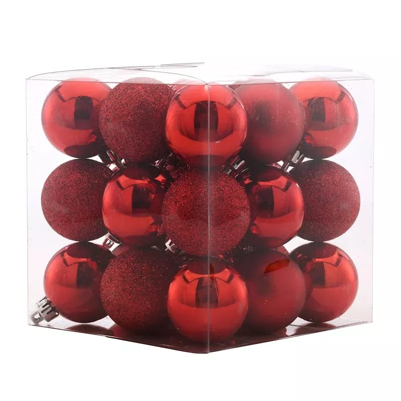 27-Count Red Mix Shatterproof Ornaments, 40mm