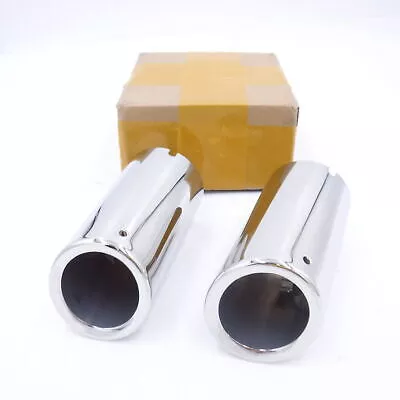 2x 68mm Car Exhaust Pipe Tail Throat Silver Stainless Steel For BMW E90 E92 325i
