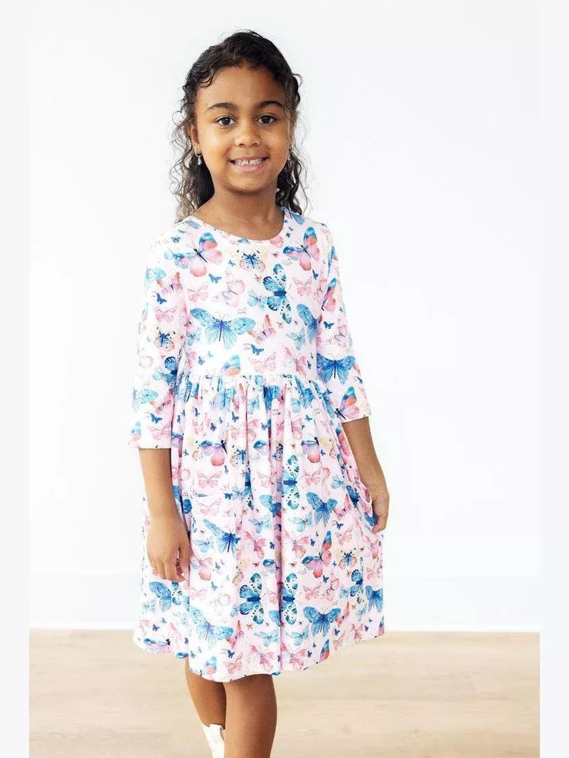3/4 Sleeve Pocket Twirl Dress - Little Flutters