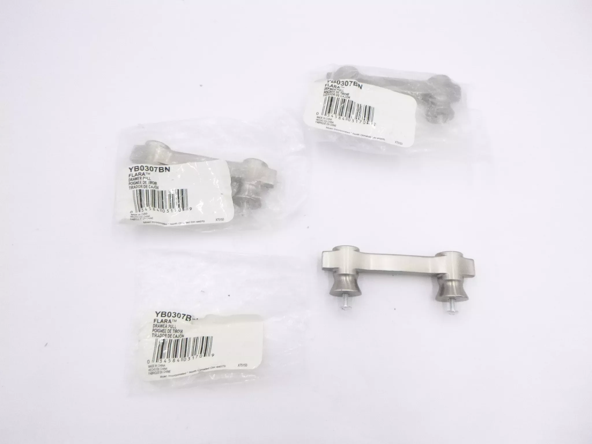 3 Pack Moen Flara Drawer Pull Brushed Nickel YB0307BN