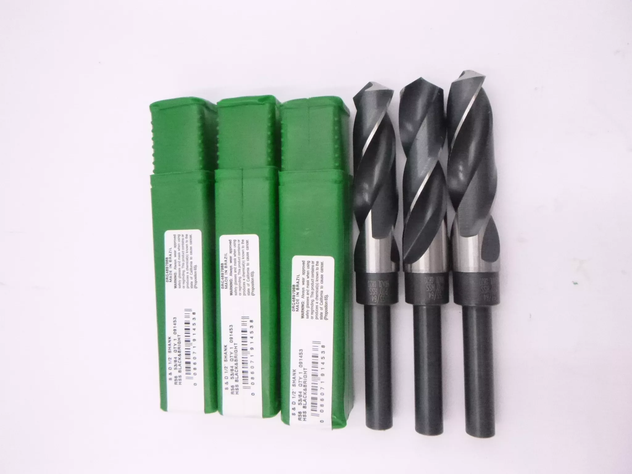 3 Pack Precision Twist Drill 091453 R56 53/64″ Reduced Shank Drill 1/2″ Shank