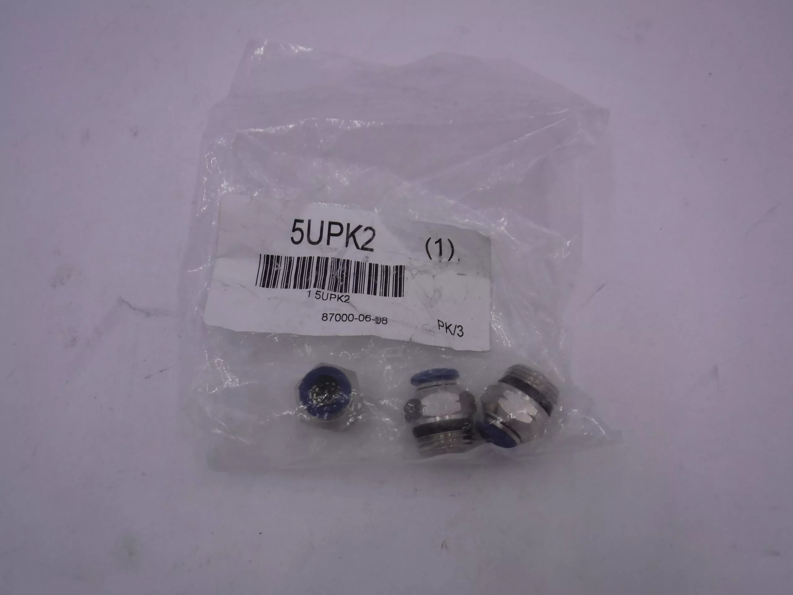 3 Pack Straight Male Push Connector 87000-06-08, 3/8″ Tube x 1/2″