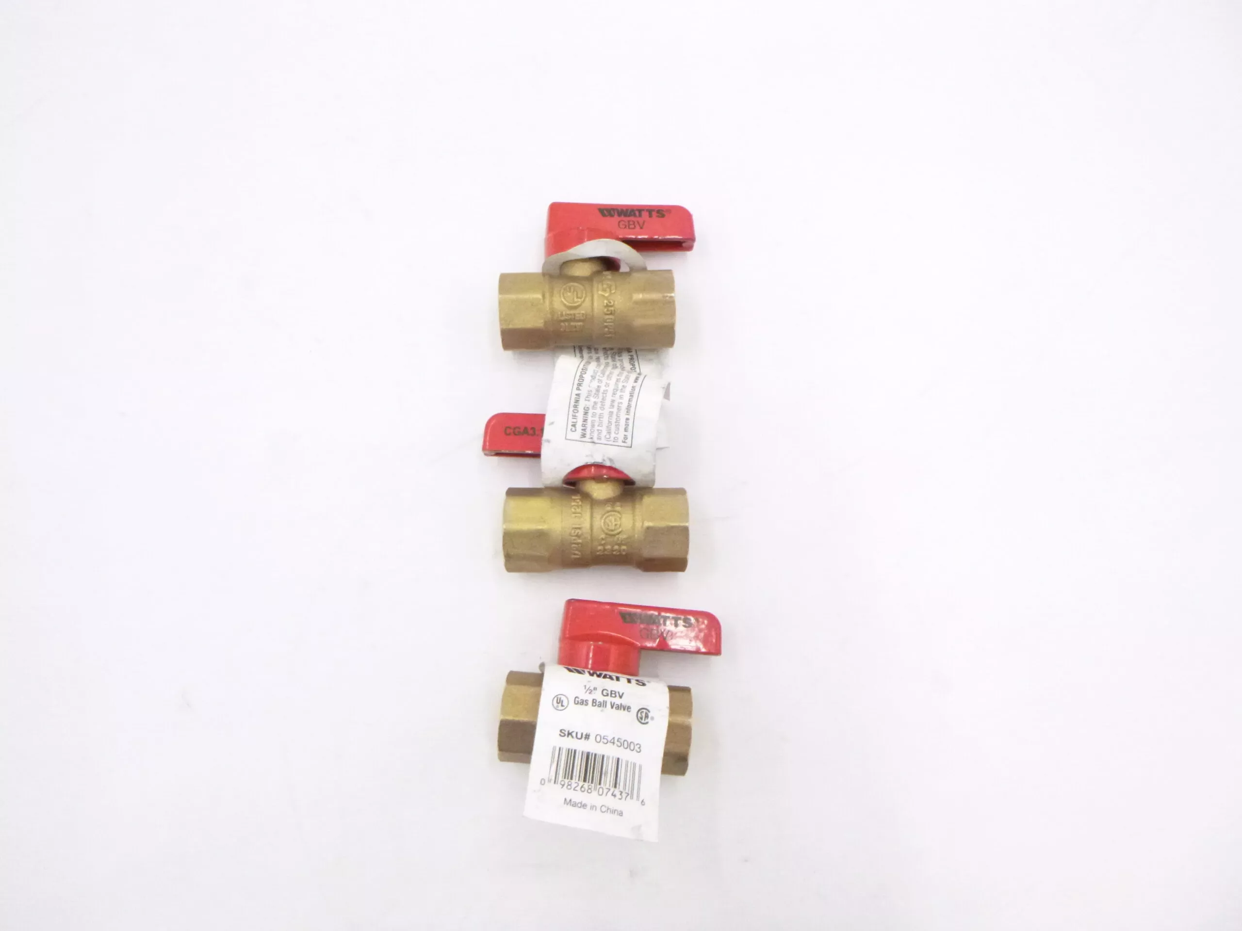 3 Pc Watts 1/2″ GBV Gas Ball Valve Female Threaded End Connector