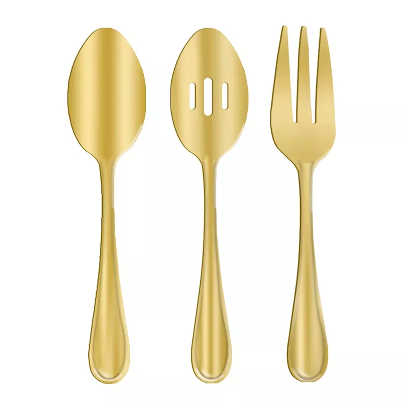 3-Piece Bayley Serving Utensil Set, Champagne Gold