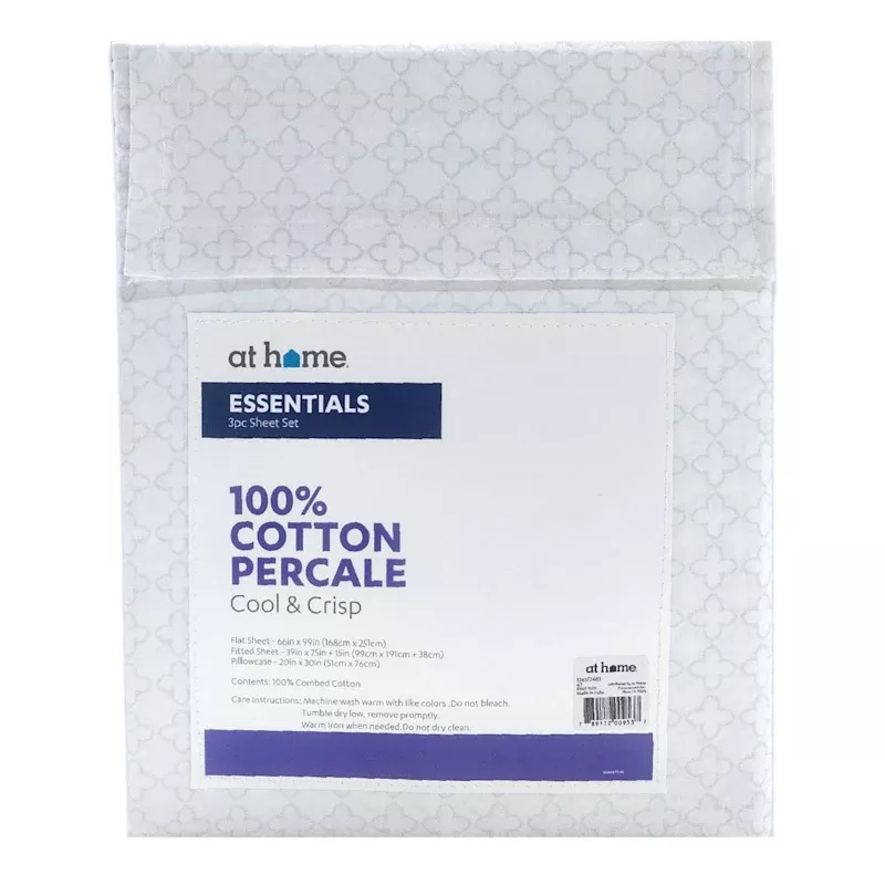 3-Piece Blue Damask Print 200 Thread Count Sheet Set, Twin