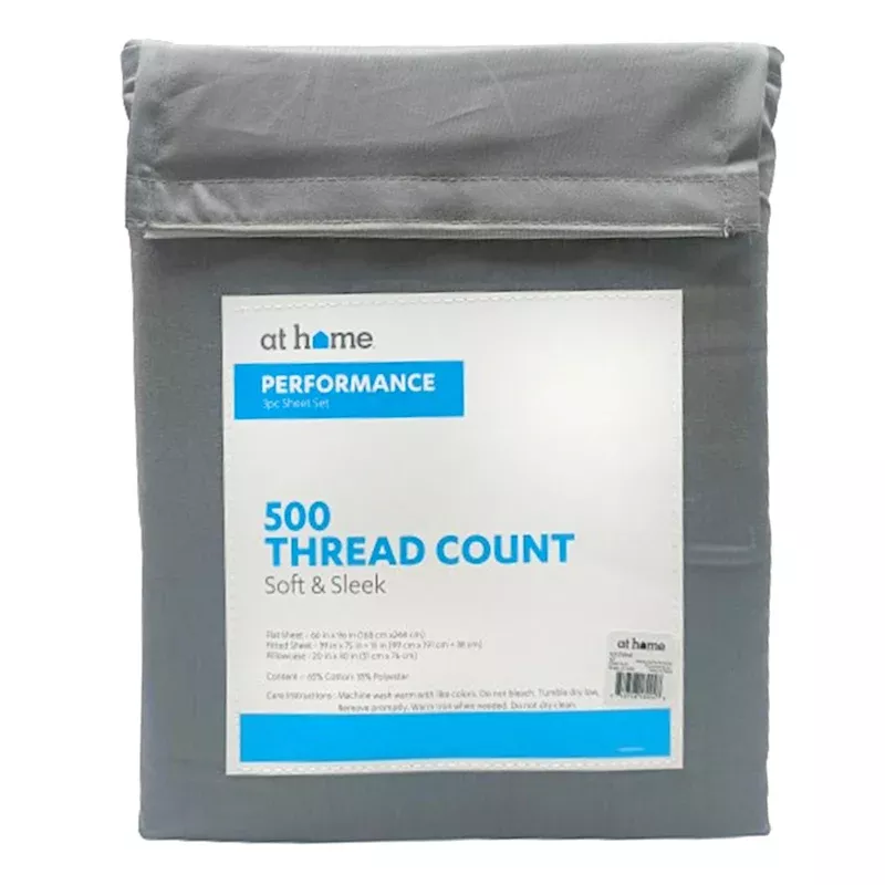 3-Piece Charcoal 500 Thread Count Performance Sheet Set, Twin