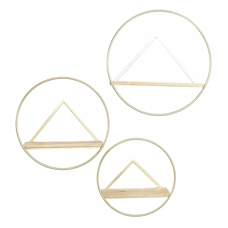 3-Piece Gold Metal Wall Shelves Set