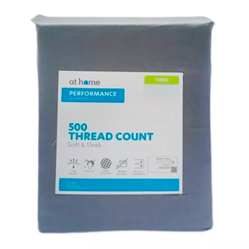 3-Piece Light Grey 500 Thread Count Cotton Blend Sheet Set, Twin