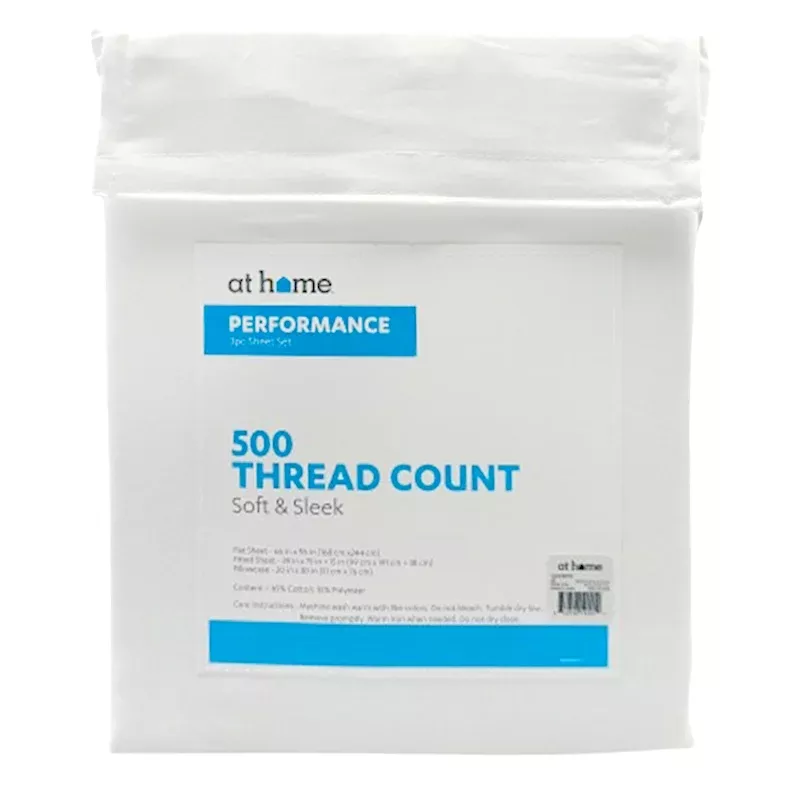 3-Piece White 500 Thread Count Performance Sheet Set, Twin