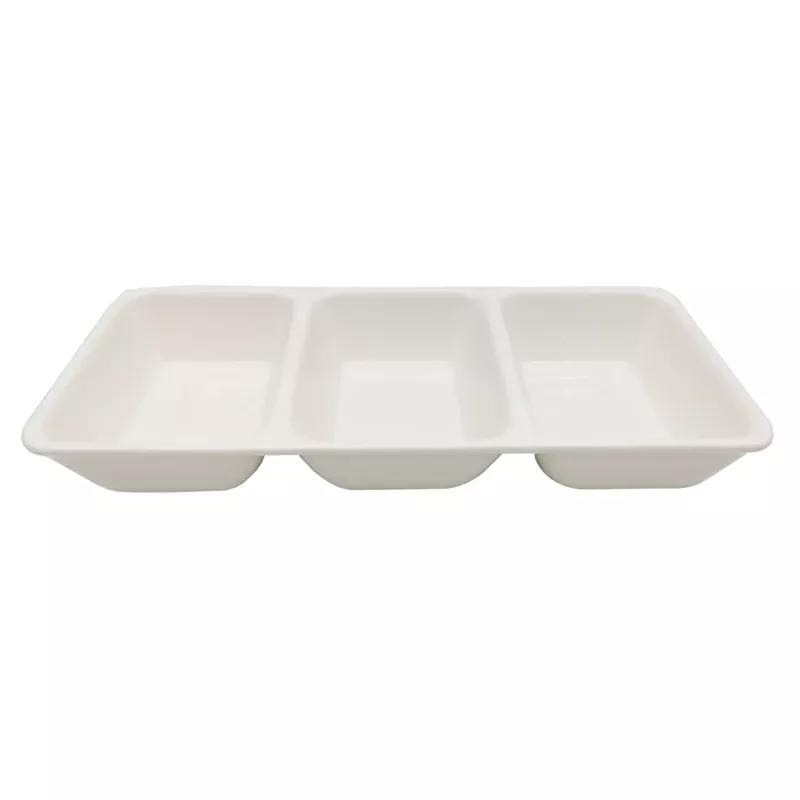 3-Section White Ceramic Server