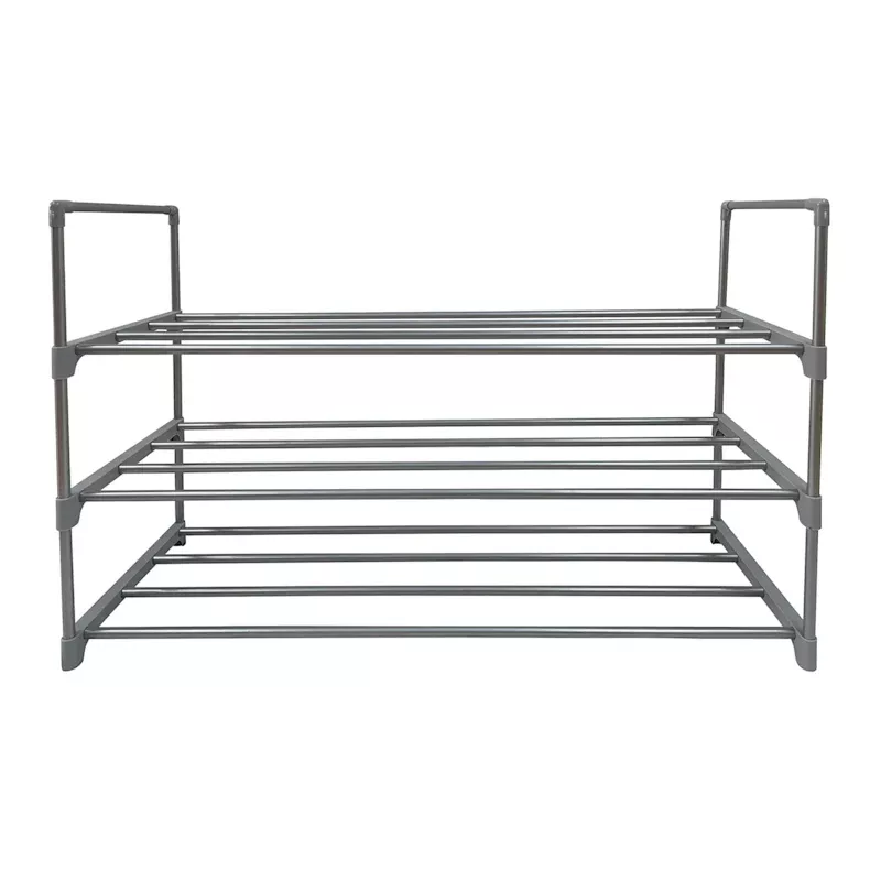 3-Tier Metal Shoe Rack, Grey
