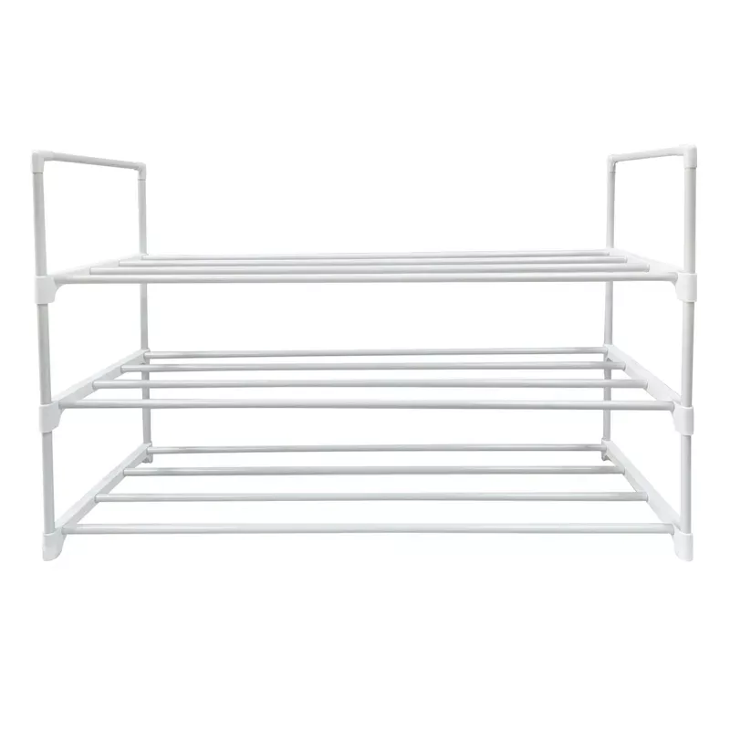 3-Tier Metal Shoe Rack, White