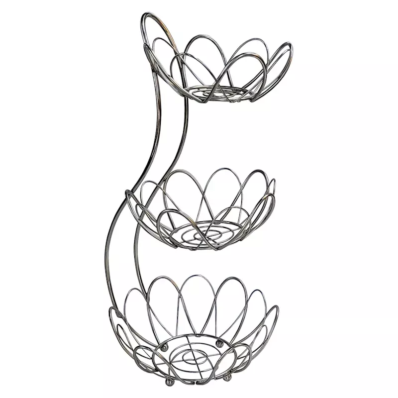 3-Tier Nickel Flower Fruit Basket