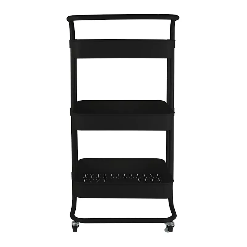 3-Tier Rolling Storage Cart, Black