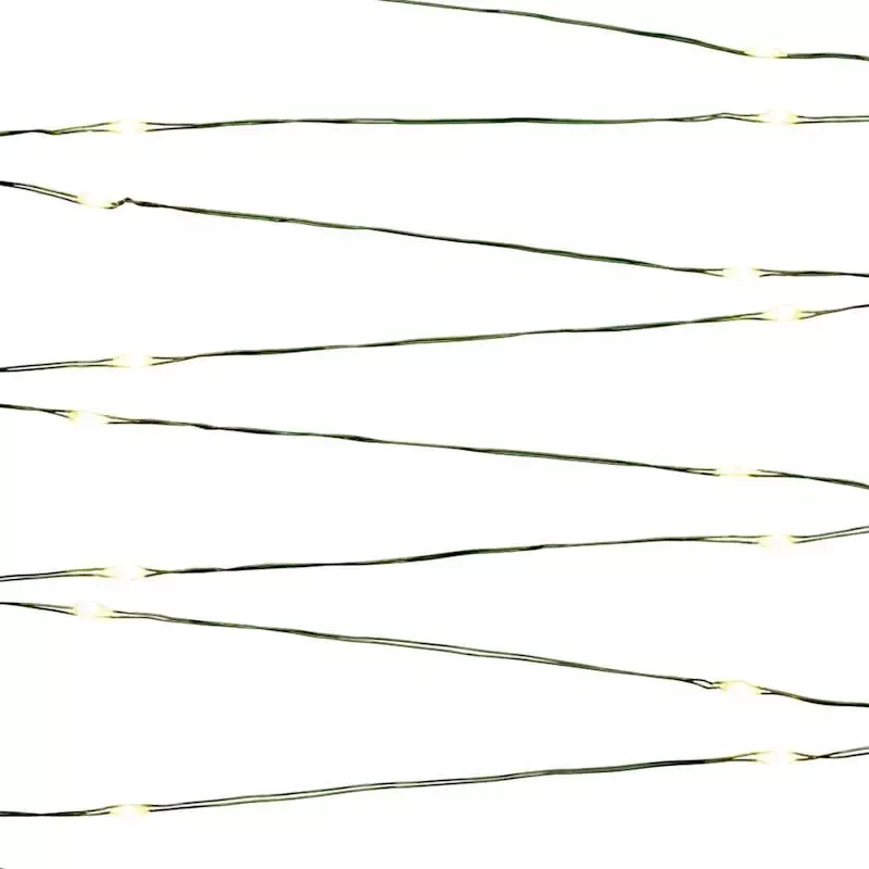 30-Count White String Lights with Green Wire, Battery Operated