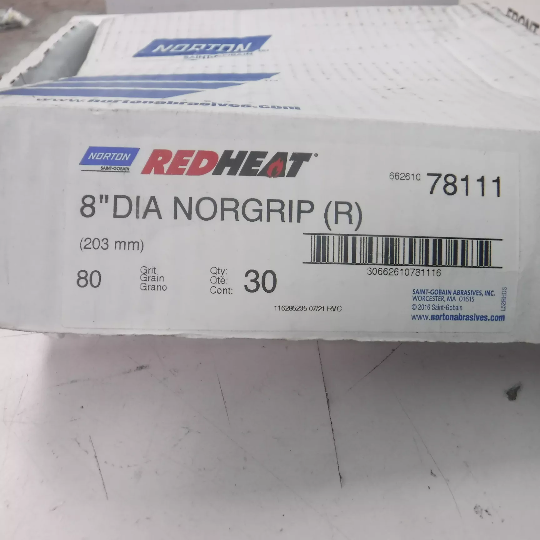 30 Pack 8″ Norton Floor Sanding Hook & Loop Edger Discs 78111 80 Grit