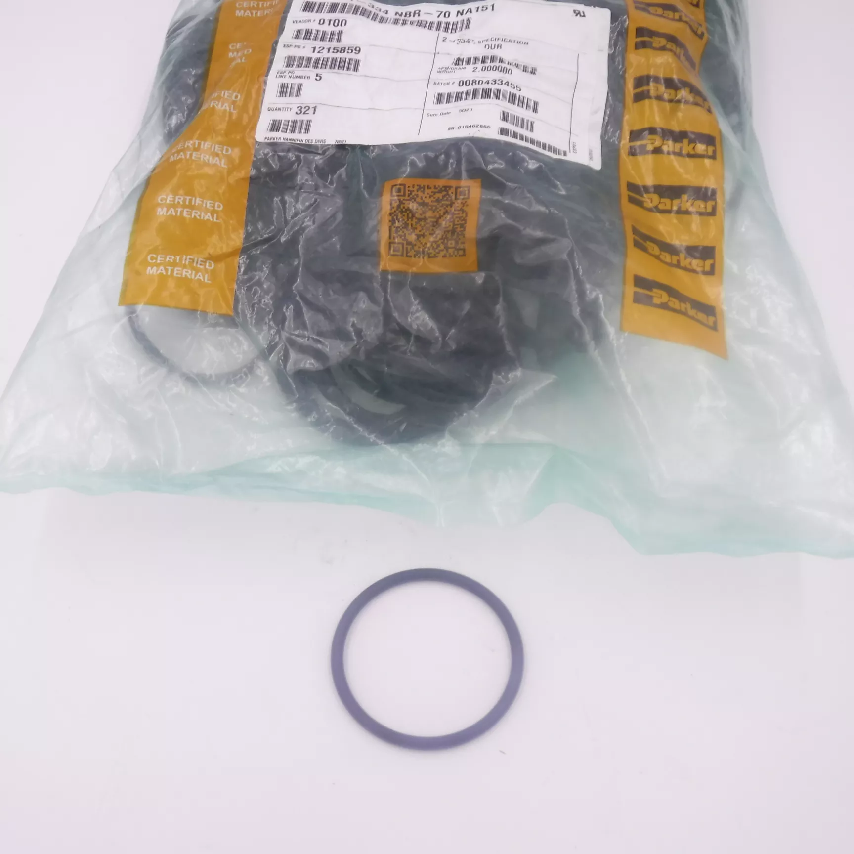 321 Pcs Parker O-Rings 2-5/8″x 3″x 3/16″ 2-334 DUR 70, OR-334 NBR-70 NA151