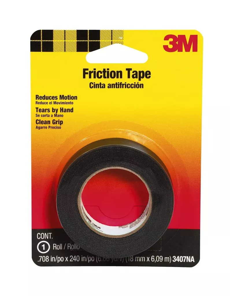 3M 3407 Friction Tape, 3/4" x 20', Black