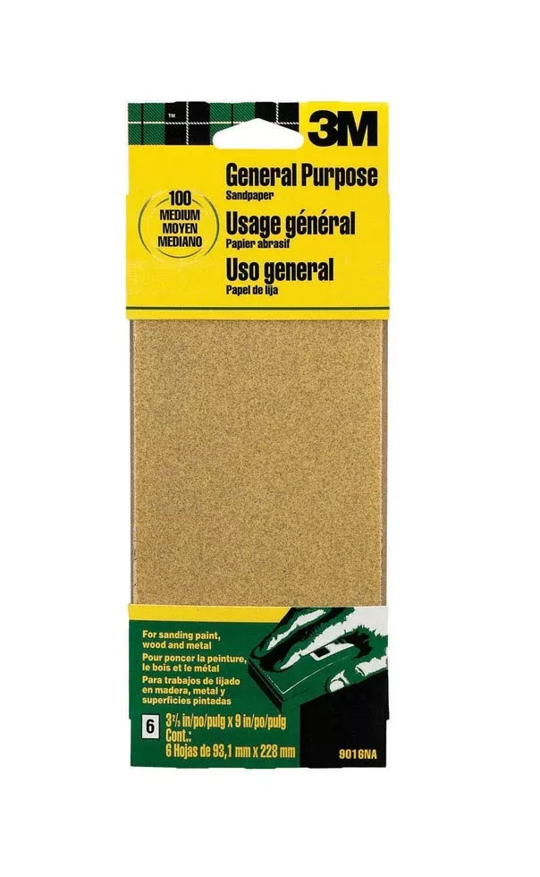3M 9016NA Aluminum Oxide Sandpaper, 3-2/3''X9'', Medium