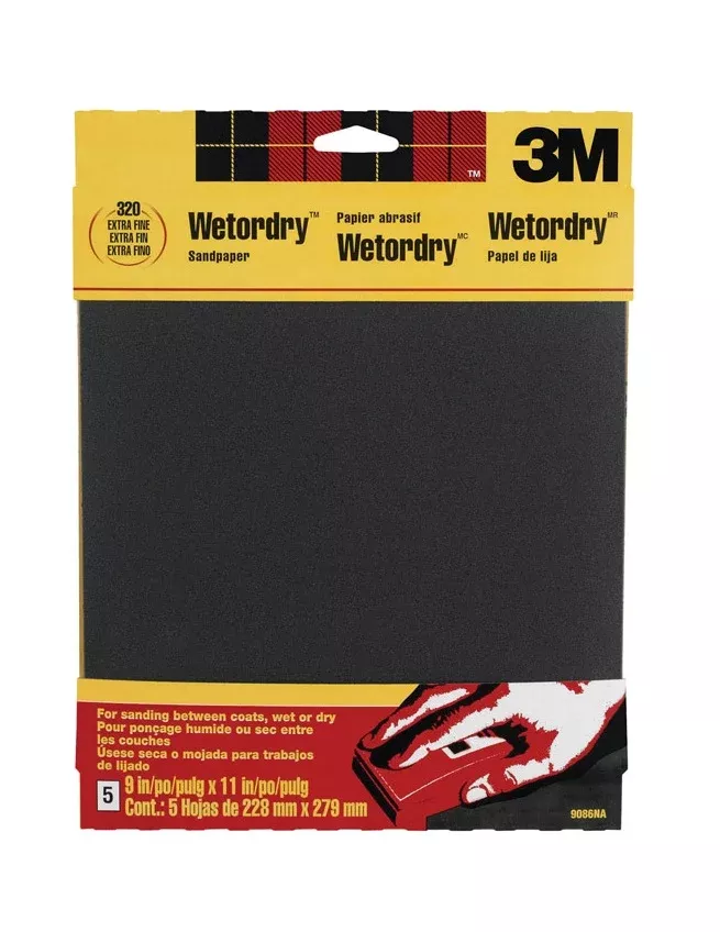 3M 9086DC-NA "Waterproof" Silicon Carbide Sandpaper 9"X11" Extra Fine # Pk/5