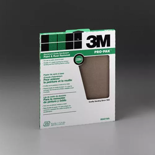 3M 99401NA Very Fine Garnet Sandpaper, 220 Grit, 25 Sheets