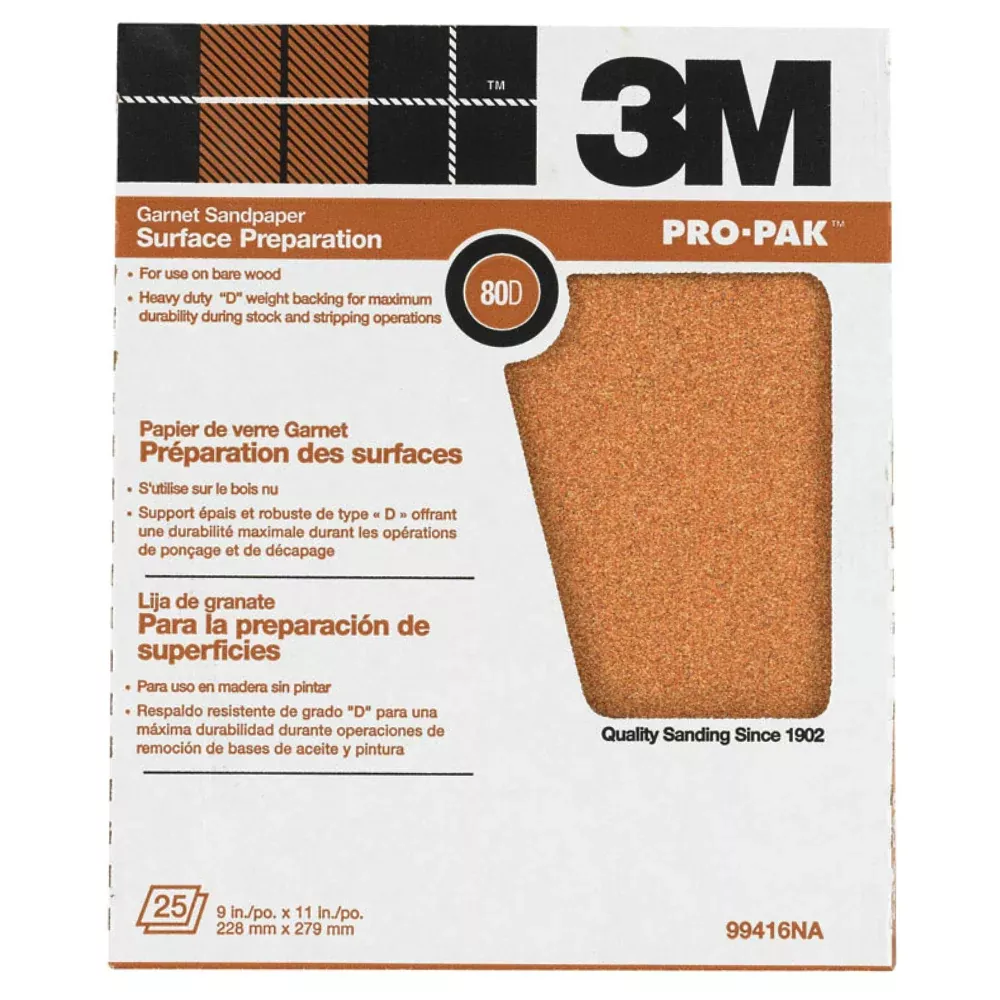 3M 99416NA Garnet Paper Sheets 9''X11'' - 80/D
