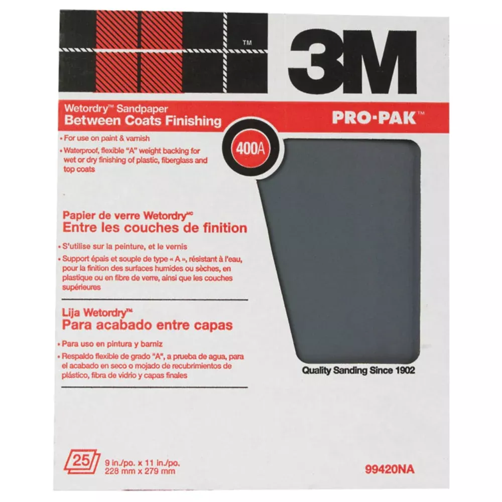 3M 99420NA Pro-Pak Silicon Carbide Sandpaper,11", 400 Grit