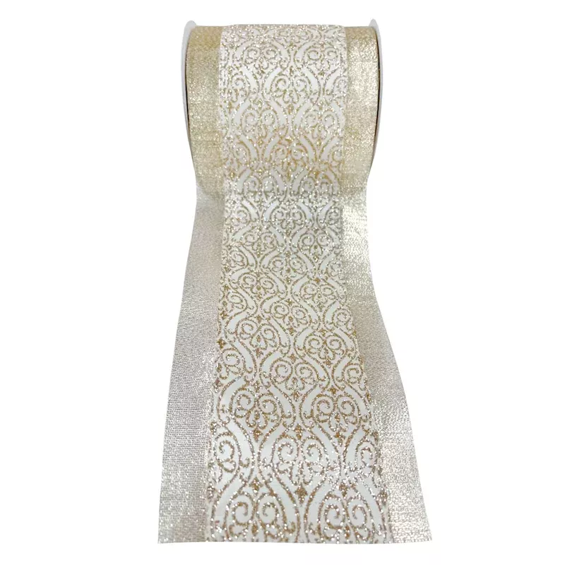4" Gold Lamé Ribbon, 5yd