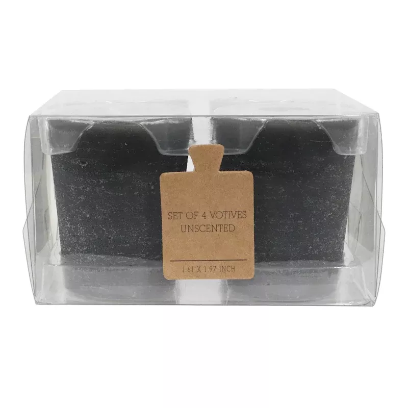 4-Pack Unscented Votive Candles, Black