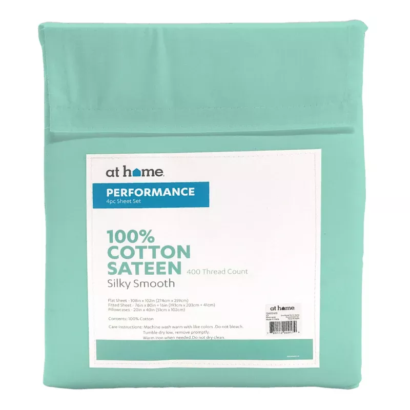 4-Piece Aqua 400 Thread Count Cotton Performance Sheet Set, King