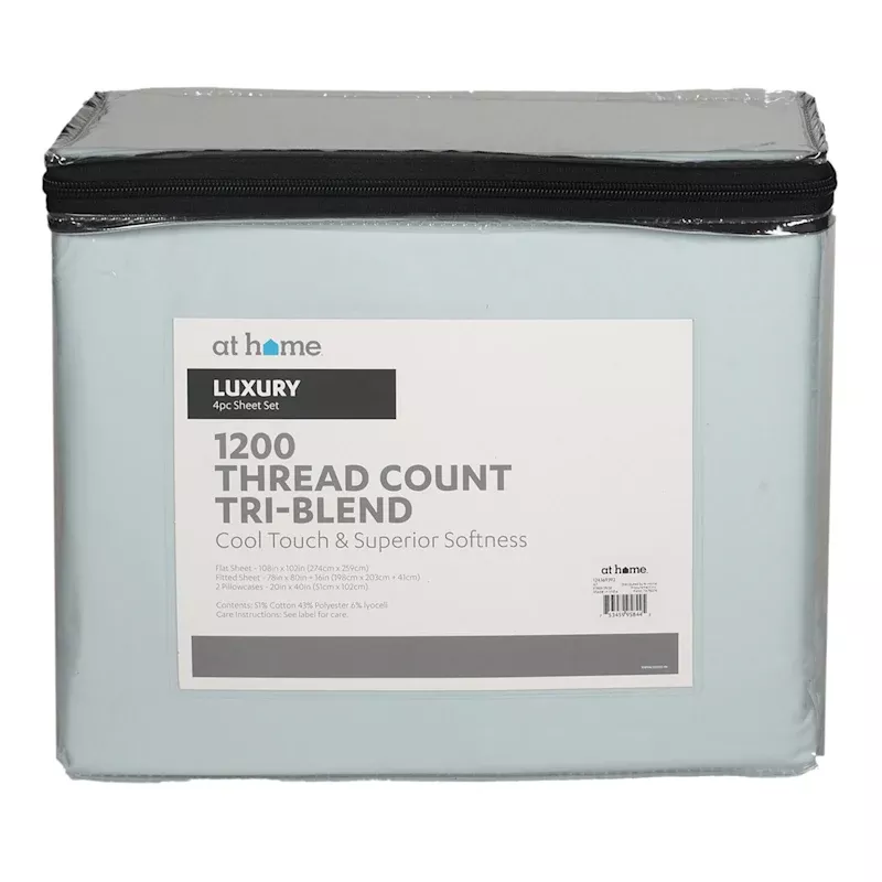 4-Piece Blue 1200 Thread Count Cool Touch Luxury Sheet Set, King