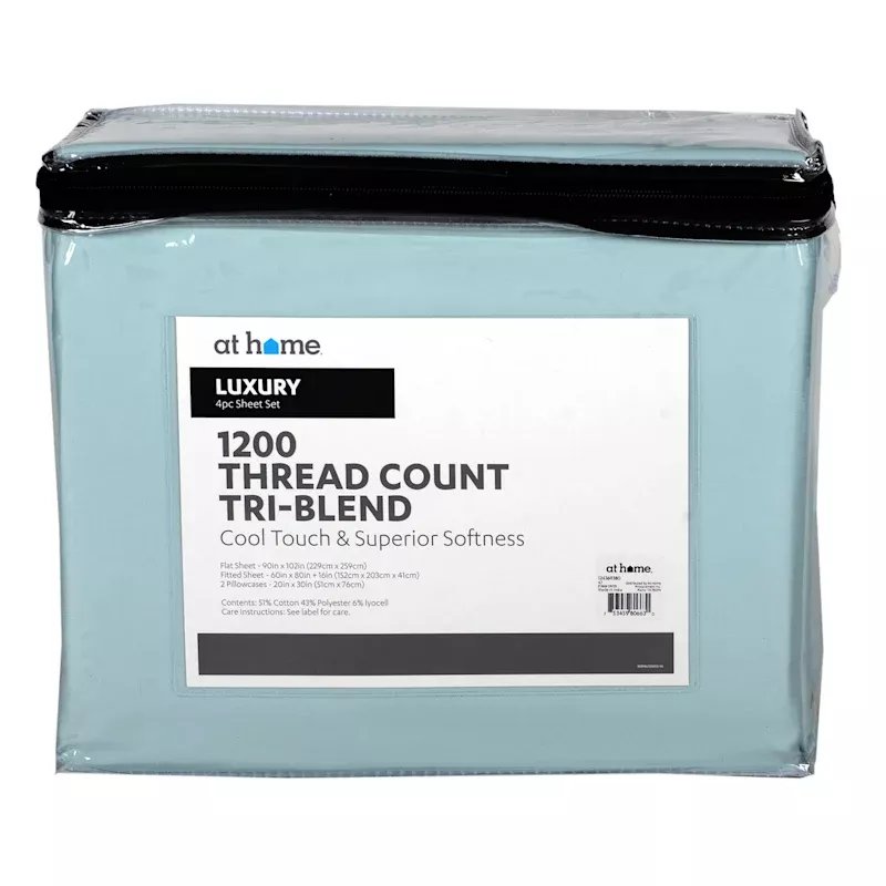 4-Piece Blue 1200 Thread Count Cool Touch Luxury Sheet Set, Queen