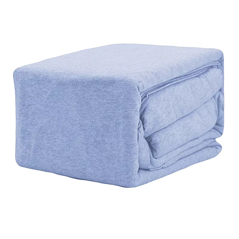 4-Piece Blue Jersey Sheet Set, Queen
