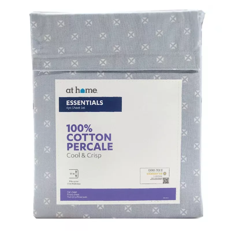 4-Piece Dobby Blue 200 Thread Count Essentials Sheet Set, Queen