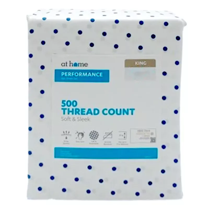 4-Piece Dot Print 500 Thread Count Cotton Blend Sheet Set, King