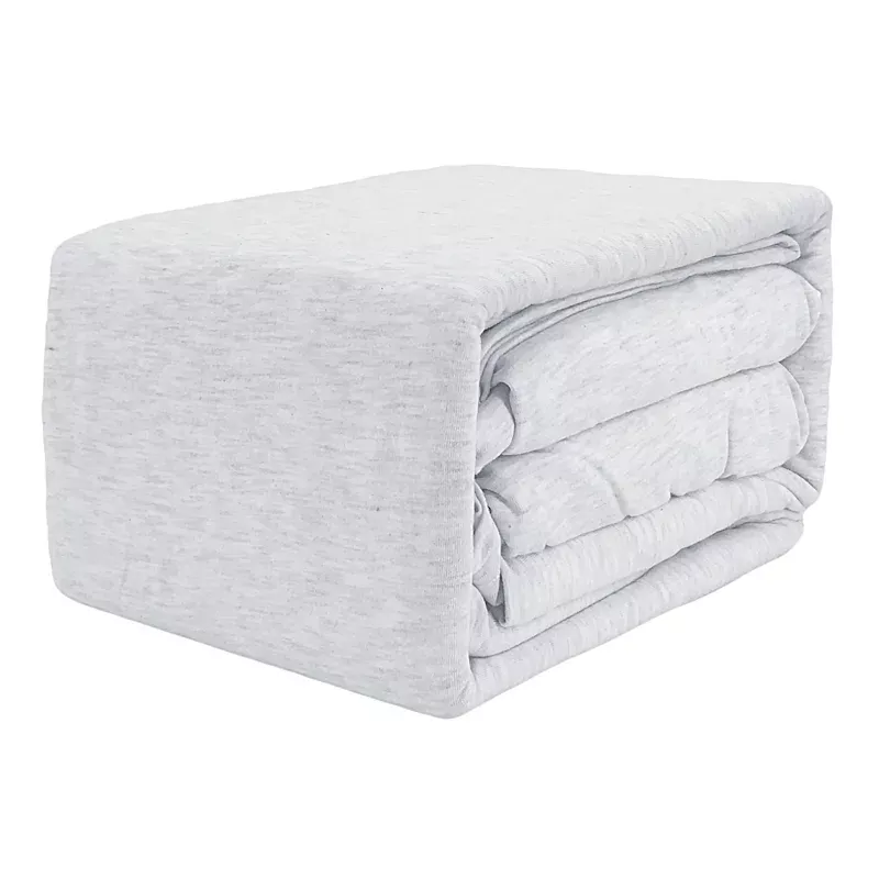 4-Piece Light Grey Jersey Sheet Set, Queen