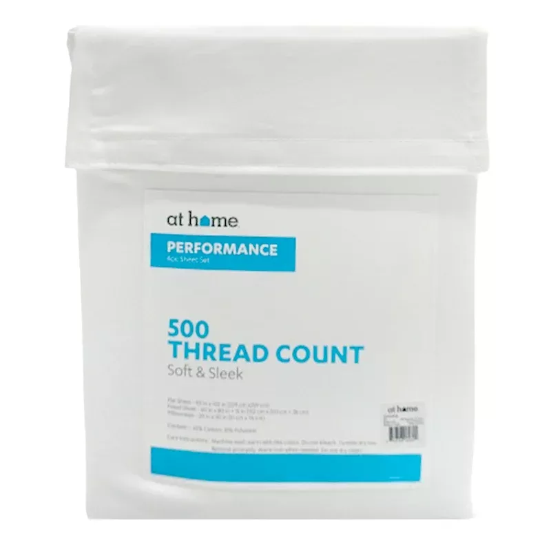 4-Piece White 500 Thread Count Performance Sheet Set, Queen