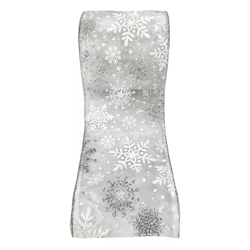 4" Sheer Snowflake Ribbon, 5yd