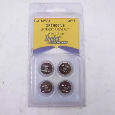 4 TeeJet Extended Range, Multi-Purpose 110° Flat Spray Tips XR11005-VS