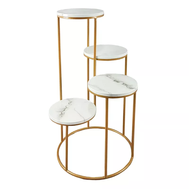4-Tier Metal & Wood Plant Stand, Large