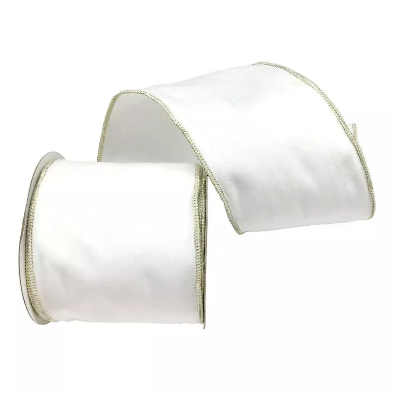 4" White Velvet Ribbon, 5yd