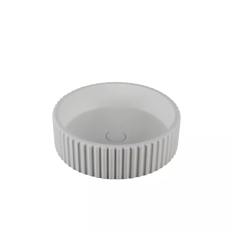 400x400x120mm Matte White Above Counter Carysil Fluted Concrete Basin