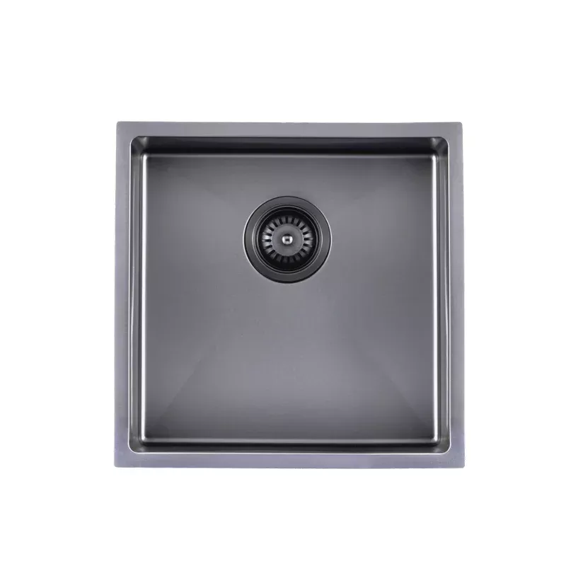 440x440x205mm Gun Metal Grey Stainless Steel Handmade Single Bowl Sink for Flush Mount and Undermount