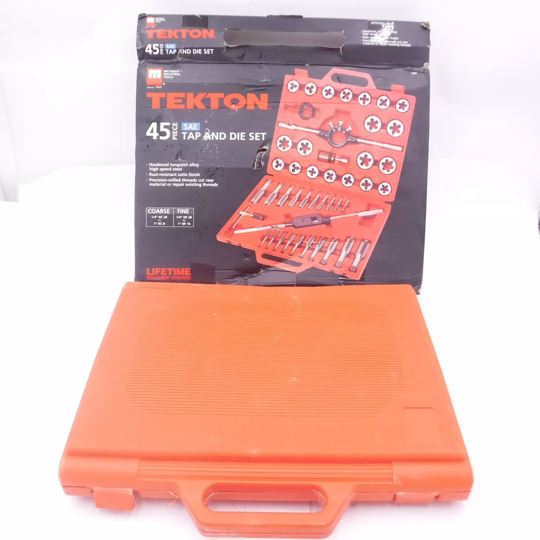 45 Piece Tekton Tap & Die Set SAE Hardened Tungsten Alloy High Speed Steel
