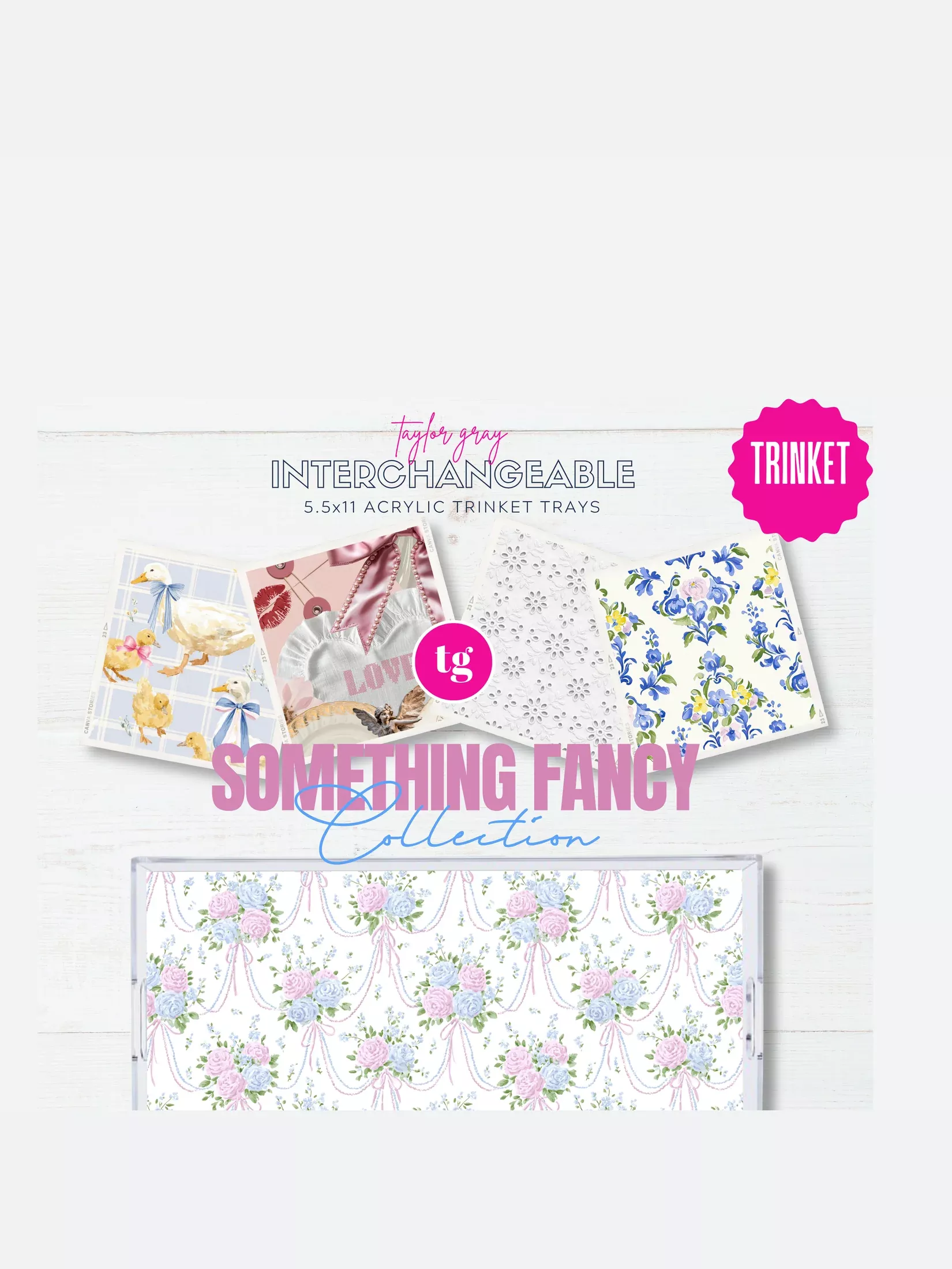 5.5x11 SOMETHING FANCY trinket tray insert set of 5